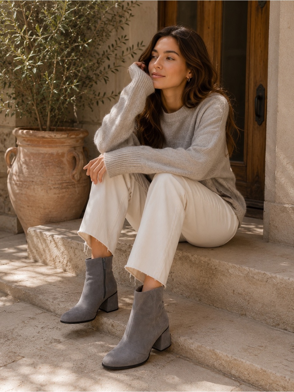 Armani Exchange Charcoal Ankle Booties